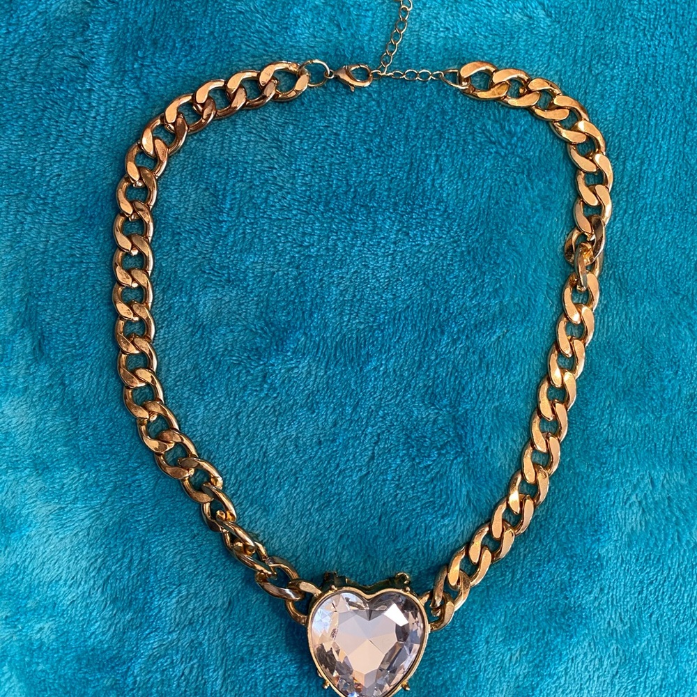 heart, gold tone necklace